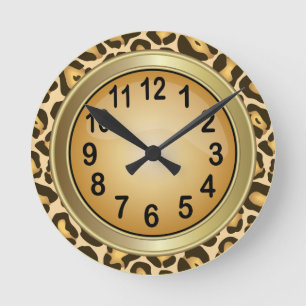 Horloge Ronde Poster de animal de Jaguar avec Tan