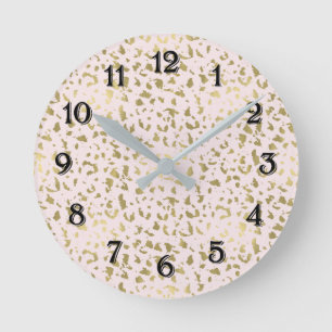 Horloge Ronde Poster de animal or rose