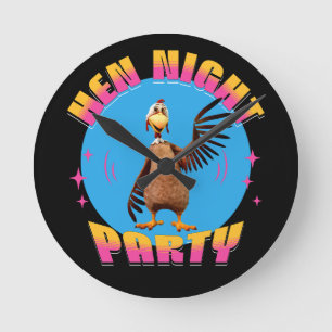 Horloge Ronde Poules drôles Soirée de poulet humour de fête