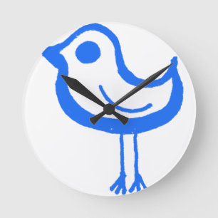 Horloge Ronde poulet bleu