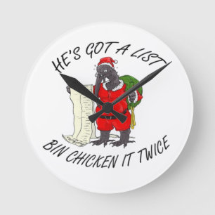 Horloge Ronde Poulet Santa Bin 