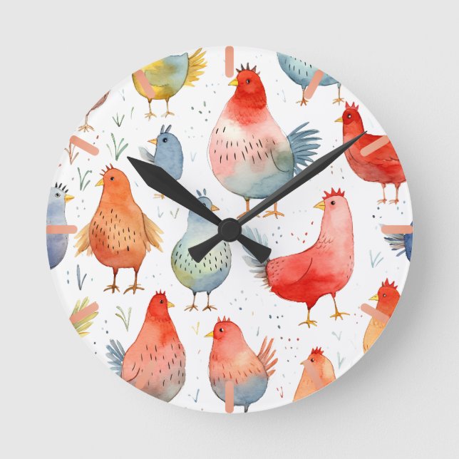 Horloge Ronde Poulets d'élevage (Recto)