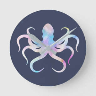Horloge Ronde poulpe aquarelle