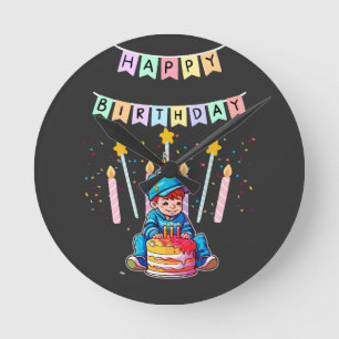 Horloge Ronde Premier Anniversaire d'un Adorable Tout-Petit Garç