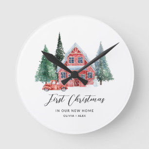 Horloge Ronde Premier Noël Ornement Personnalisé Cadeau Nouvelle