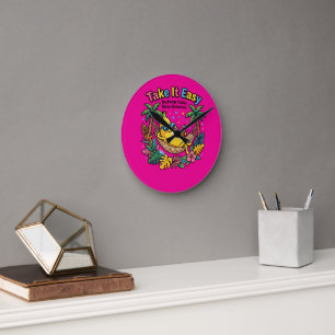 Horloge Ronde Prenez les choses calmement – Vibes de banane rela