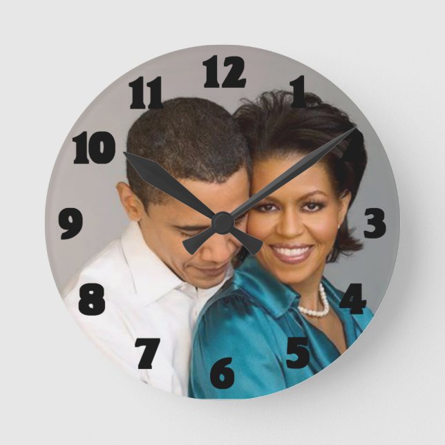 HORLOGE RONDE PRÉSIDENT ET MME OBAMA CLOCK (Recto)
