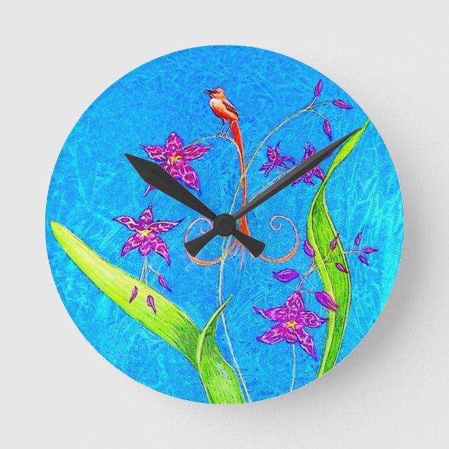 Horloge Ronde Pretty Little Orchid Bird  (Recto)