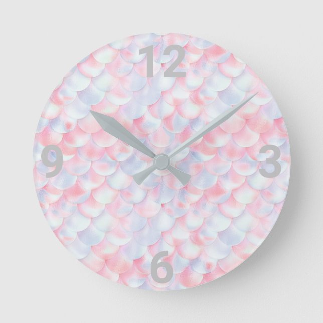Horloge Ronde Pretty Pink Mermaid scale (Recto)