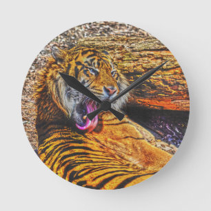Horloge Ronde Prévenir Tigre de Sumatran Big Cat Art de la faune