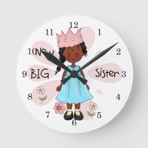 Horloge Ronde Princesse Big Soeur Africaine Américaine