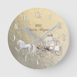 Horloge Ronde Princesse Cendrillon Carrosse & Cheval sur mesure