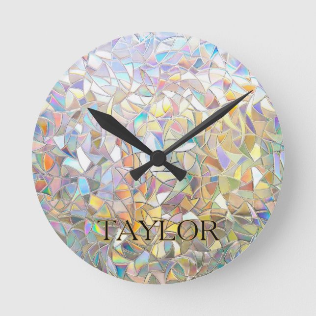 Horloge Ronde Prismatic Stained Glass Effect - Rainbow Prismatic (Recto)