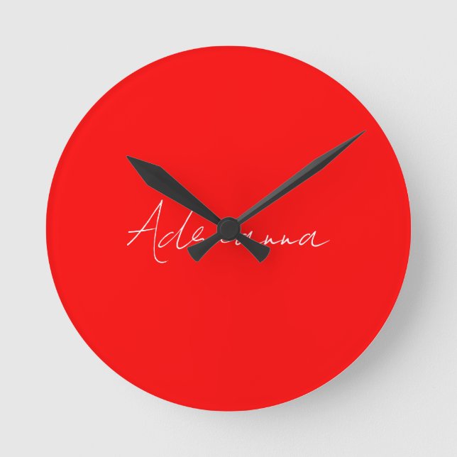 Horloge Ronde Professionnel rouge ajouter votre nom écriture man (Recto)
