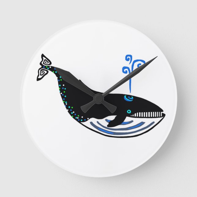 Horloge Ronde Protéger nos océans - BALEINE Bleue - Nature - Éco (Recto)