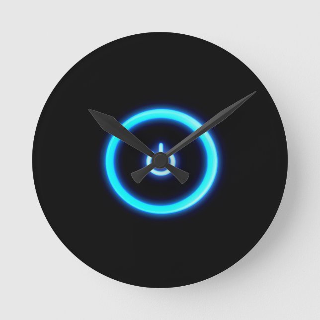 Horloge Ronde Puissance bleue abstraite (Recto)