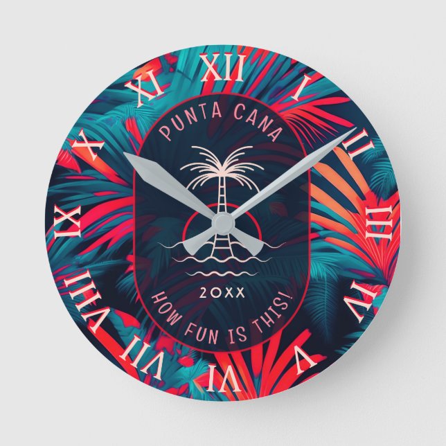 Horloge Ronde Punta Cana Beach party Coucher de soleil feuille d (Recto)