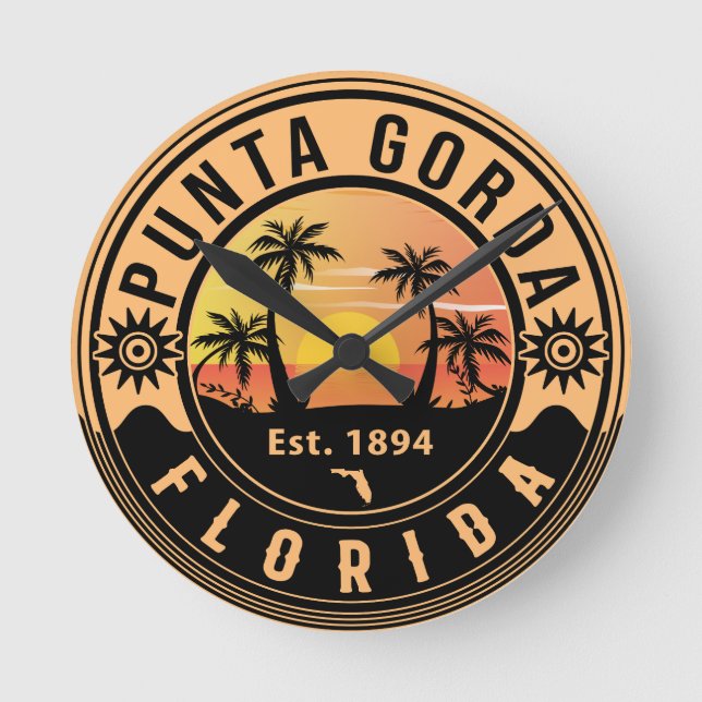 Horloge Ronde Punta Gorda Florida Retro Sunset Souvenirs 60s (Recto)
