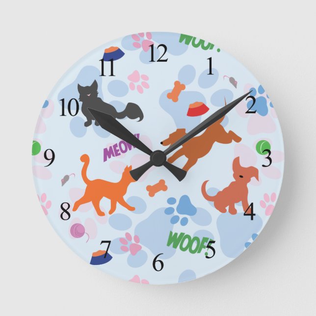 Horloge Ronde Puppies et Kittens (Recto)