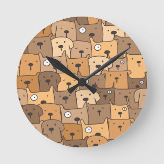 Horloge Ronde Puppy Dog Doodle Illustration Art