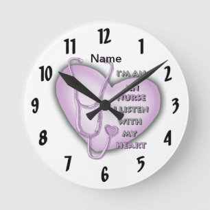 Horloge Ronde Purple Heart Infirmière diplômée