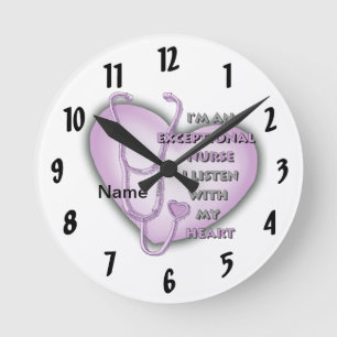 Horloge Ronde Purple Heart infirmière exceptionnelle