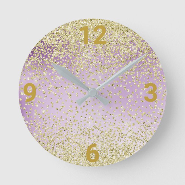 Horloge Ronde Purple Lilac Gold Crystal (Recto)