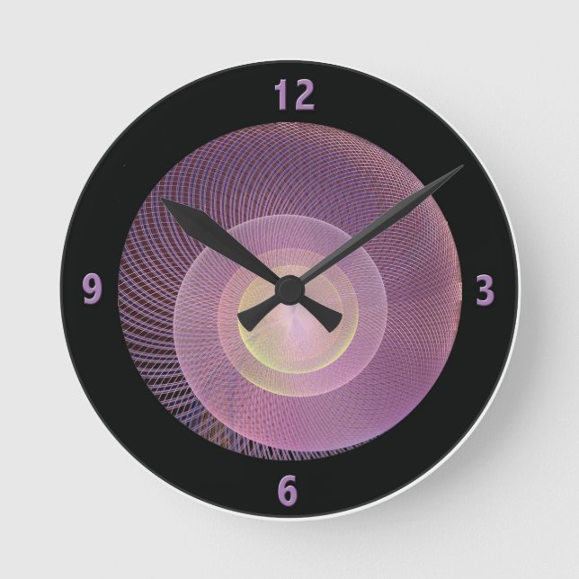 Horloge Ronde Purple snail Shell Fractal Clock with Numbers (Recto)