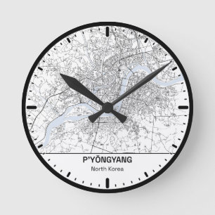 Horloge Ronde Pyongyang Clock City Line Art