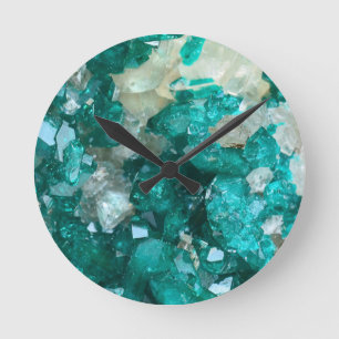 Horloge Ronde Quartz turquoise de sucre candi