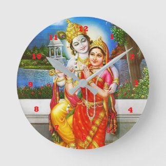 Horloge Ronde RADHA Krishna Flute Instrument Deity Holy