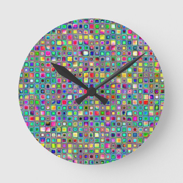Horloge Ronde Rainbow 'Carnival' Texturé Carreaux de mosaïque Mo (Recto)