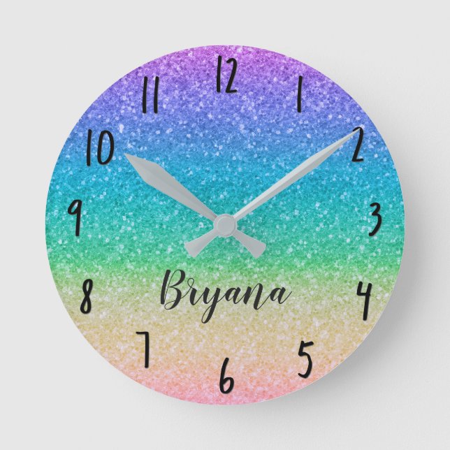 Horloge Ronde Rainbow Glitter Sparkle Glamour (Recto)