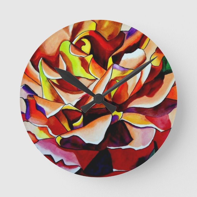 Horloge Ronde Rainbow Sunset Rose watercolor original (Recto)