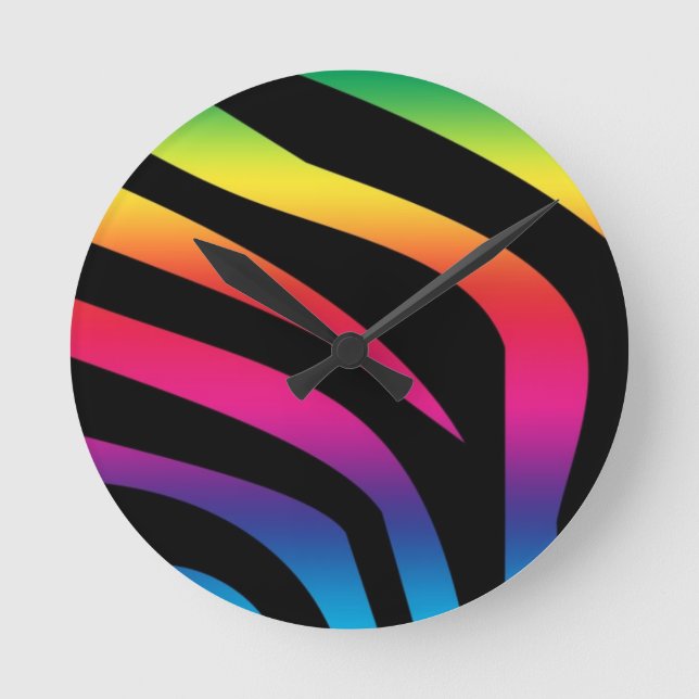 Horloge Ronde Rainbow Zebra (Recto)