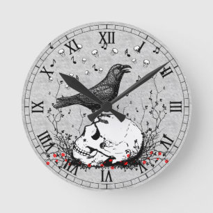 Horloge Ronde Raven chante la chanson de la mort sur