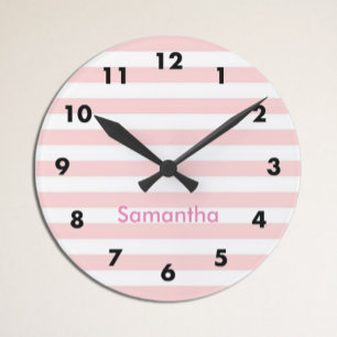 Horloge Ronde Rayure rose