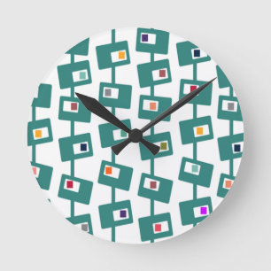 Horloge Ronde Rectangles et Carrés modernes du milieu du siècl