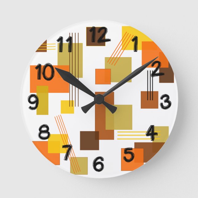 Horloge Ronde Rectangles et lignes Abstraites (Recto)