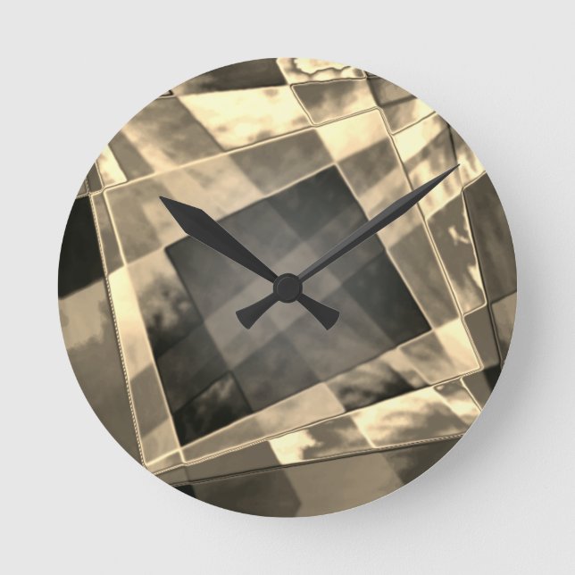 Horloge Ronde Rectangles inclinées dans les tons bois ou beige? (Recto)