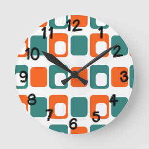 Horloge Ronde Rectangles ouvertes et fermées 
