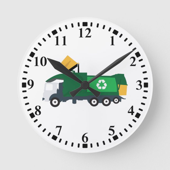 Horloge Ronde Recyclage Camion à ordures (Recto)