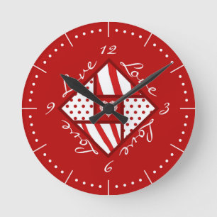 Horloge Ronde Red 4 Carré Saint Valentin
