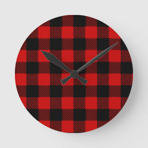 Horloge Ronde Red Buffalo Plaid
