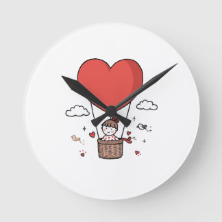 Horloge Ronde Red Heart Wall Clock – Valentine’s Day Home Decor