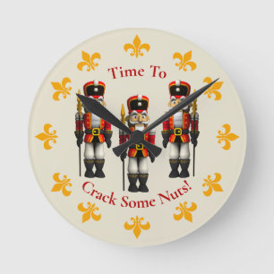 Horloge Ronde Red Nutcracker Jouet de Noël Soldat Temps