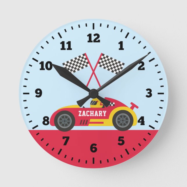 Horloge Ronde Red Race Car Racer Boys Lit Décor Mur (Recto)