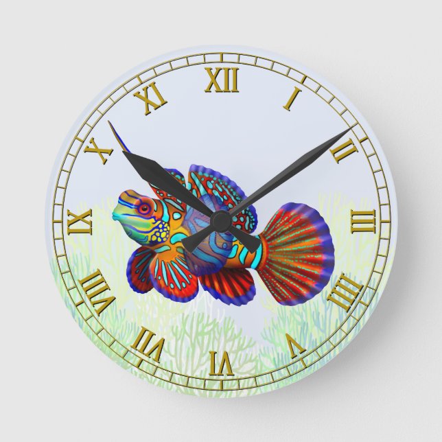 Horloge Ronde Reef Mandarin Dragonet Goby Fish Wall Clock (Recto)