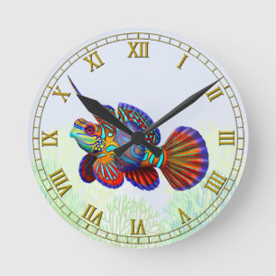 Horloge Ronde Reef Mandarin Dragonet Goby Fish Wall Clock