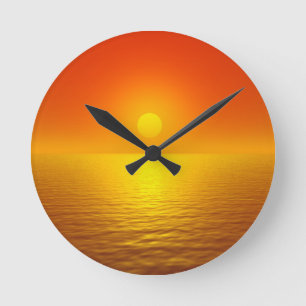 Horloge Ronde Réflexion du coucher de soleil